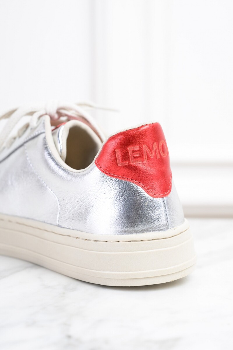 Zapatilla Cuero Metalizada Plata