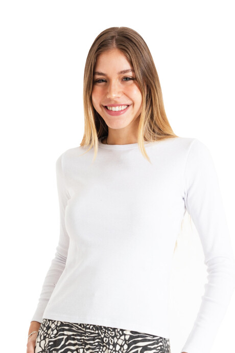 Camiseta a la base manga larga dama Blanco