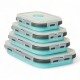 Set X4 Taper Contenedor Silicona Plegables Tapa Plastico Hermetica Celeste