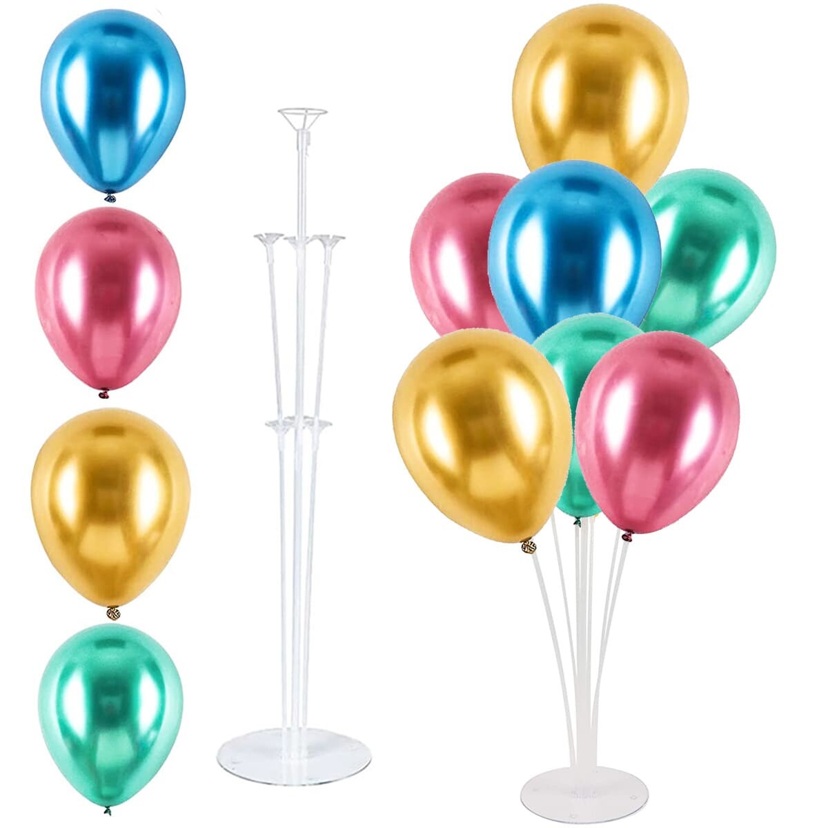 Set 13 Globos Perlados Fiesta +Soporte160 Cm Alto N13 