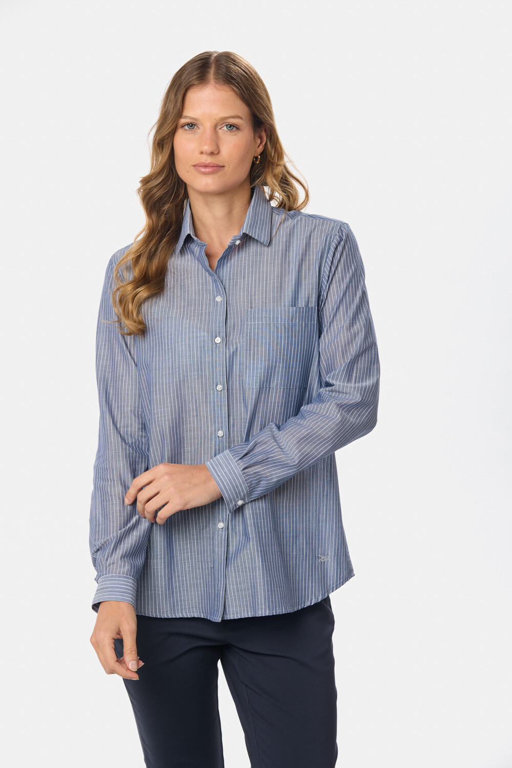 CAMISA HOLGADA A RAYAS Azul