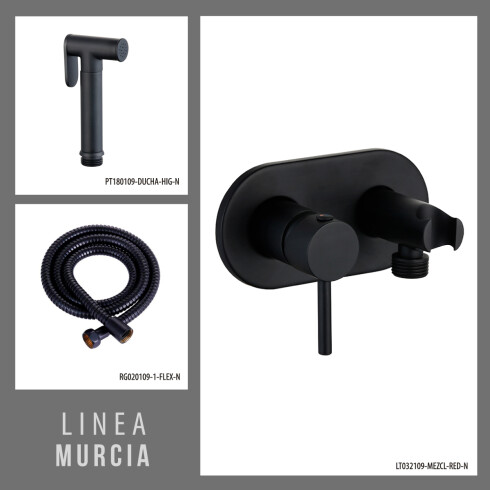 Ducha Higienica Negra, Incluye Mezcladora Flexible Y Pico 000