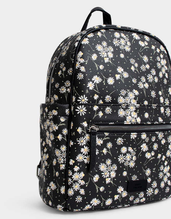 Mochilas Urbanas Estampados Mochila Cuerina Margaritas - Estampado Flores