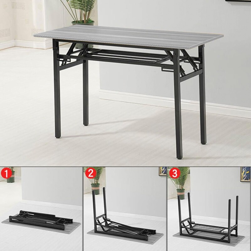 Escritorio con Base Plegable y Estante de 120x40cm Negro
