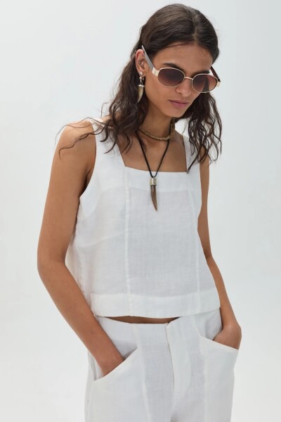 TOP MEI LINEN Blanco