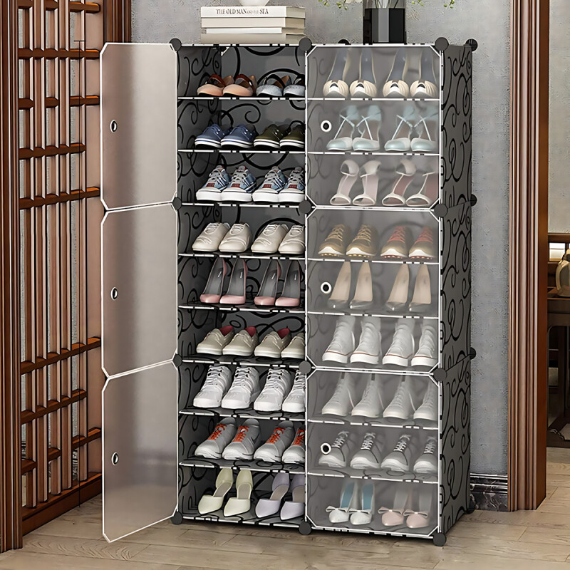 Zapatera 6 Puertas Organizador Multiuso Armable Moderno Marrón