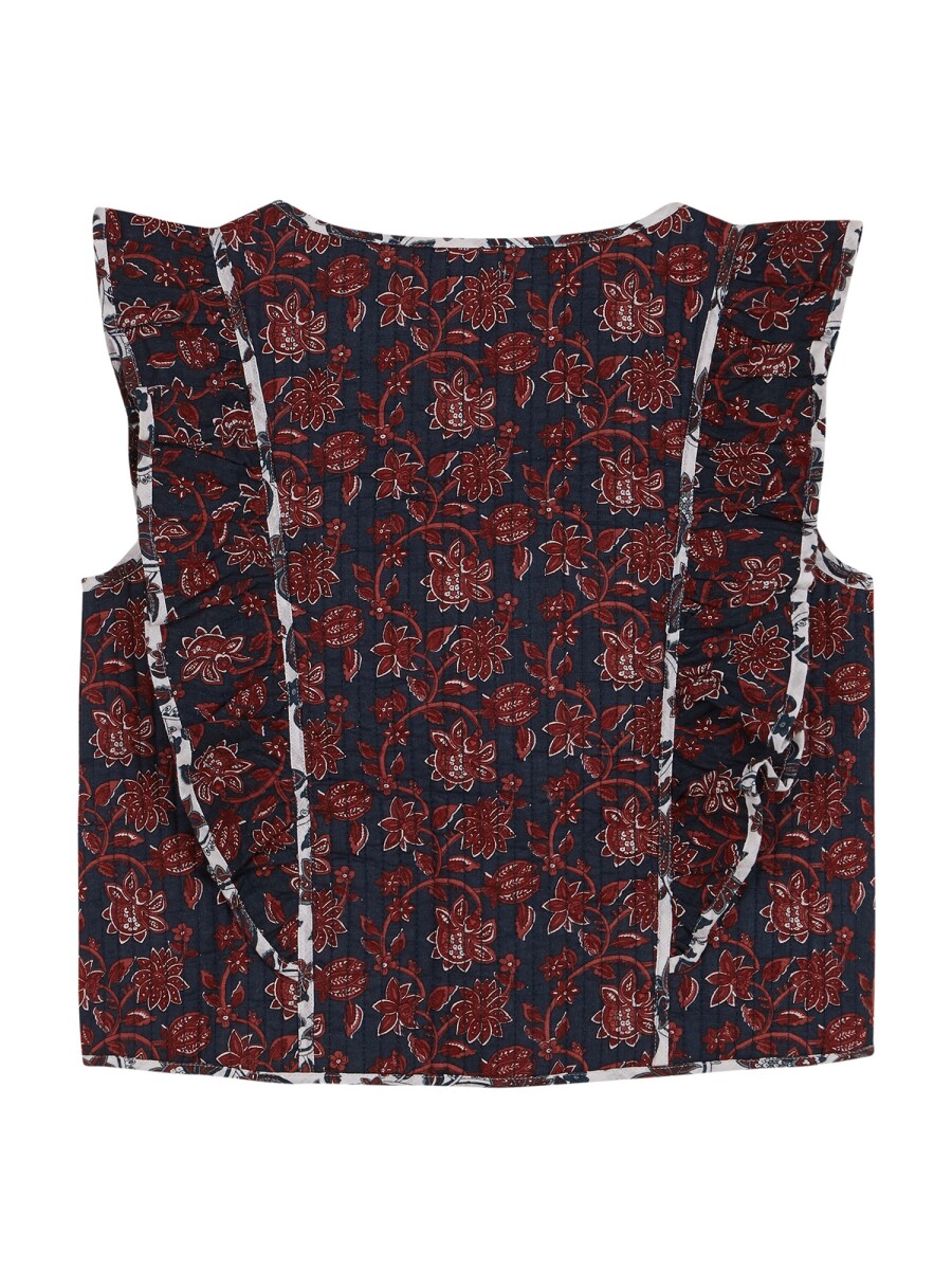 Chaleco Acolchado Con Volante Petroleo