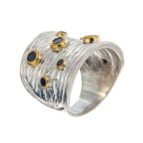 Anillo de plata 925, double en oro 18 ktes y circonias. Anillo de plata 925, double en oro 18 ktes y circonias.