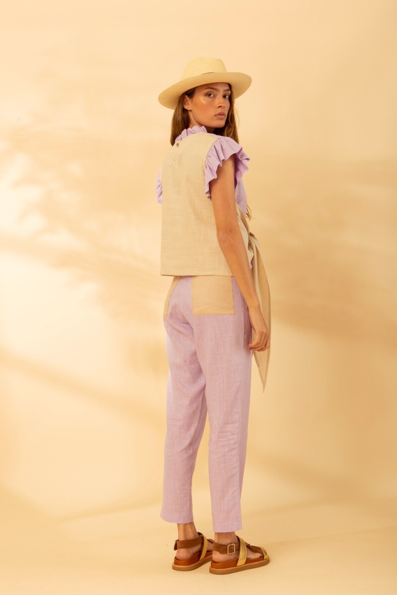 PANTALON AVA CORDEROY SS23 Lila Y Beige