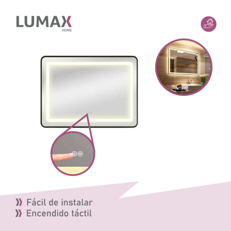 Espejo Luz Led Horizontal Lumax Desempañador 90x70 cm Espejo Luz Led Horizontal Lumax Desempañador 90x70 cm