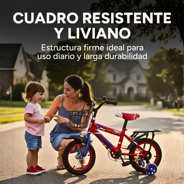 Bicicleta Infantil XMZ Rodado12 Canasto Parrilla Guardabarro Rojo 1