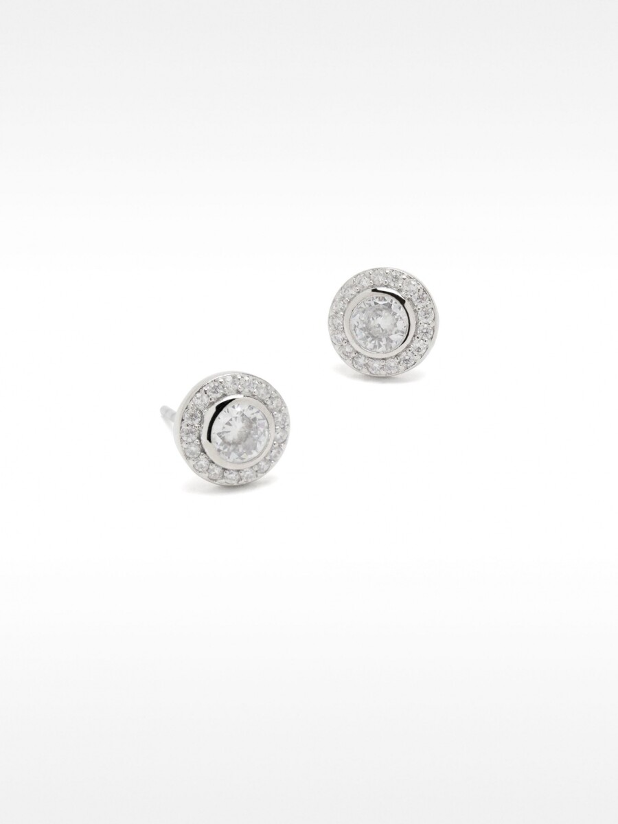 Pendientes Redondos Con Circonitas plateado