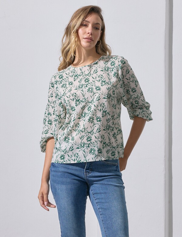 Blusa Manga Balloon VERDE/MULTI