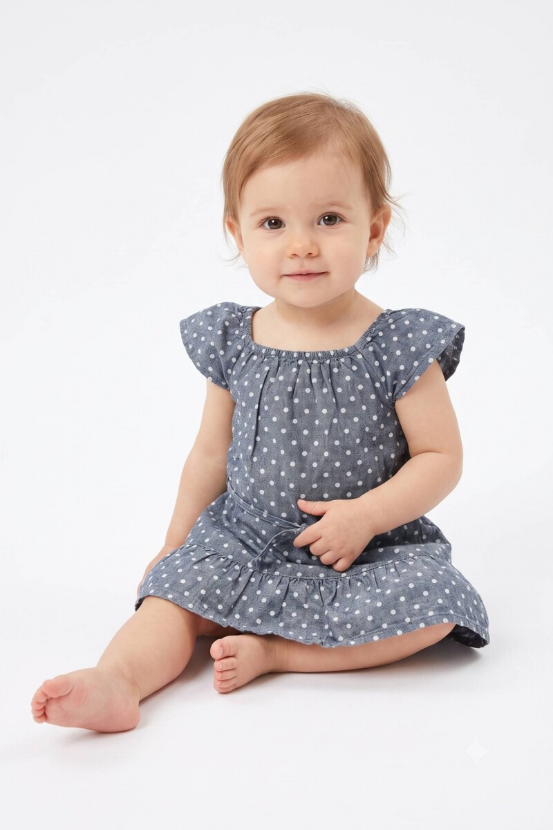 Vestido con volados en hombro AZUL MARINO