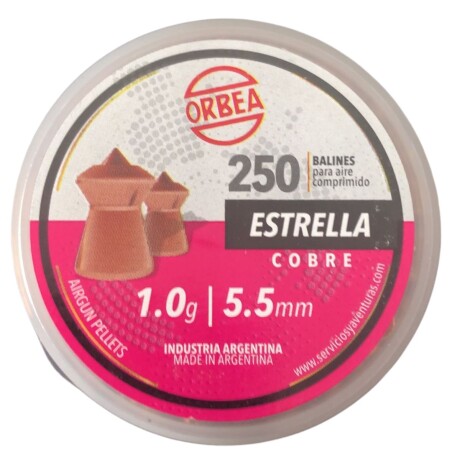 Balines ESTRELLA Cobre cal 5.5 250un 1.0g - ORBEA Balines ESTRELLA Cobre cal 5.5 250un 1.0g - ORBEA