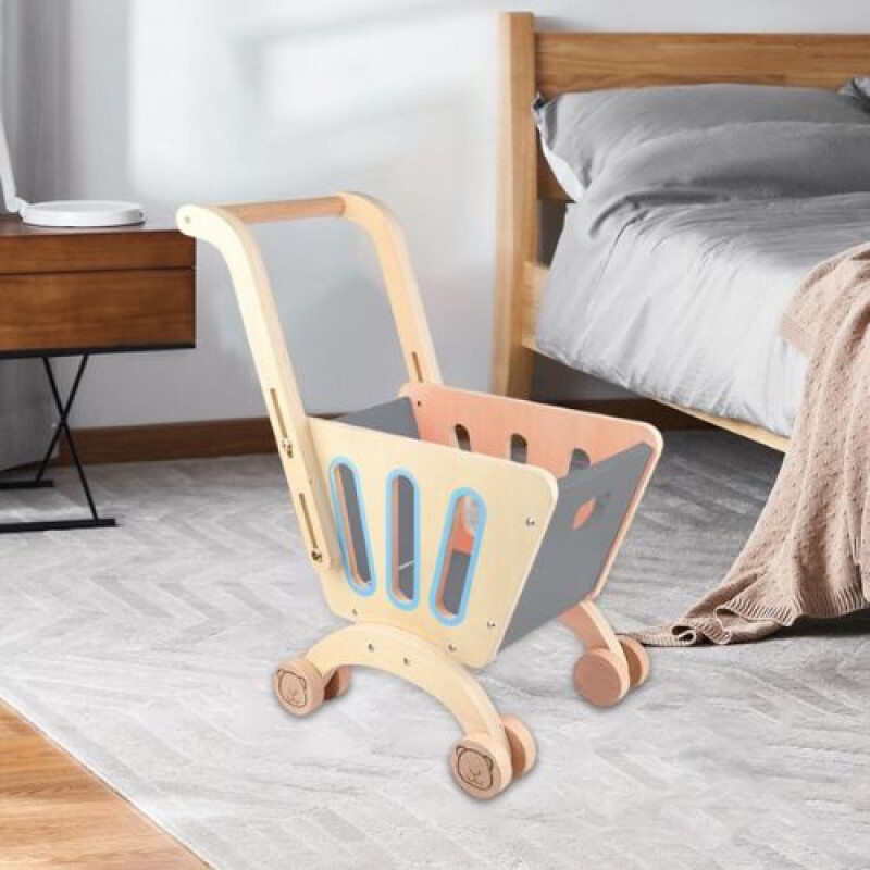 Carrito de compras super en madera Gris