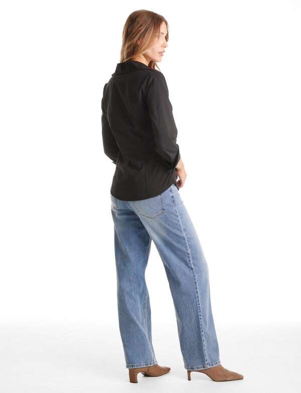 Camisa Stretch & Alforzas NEGRO