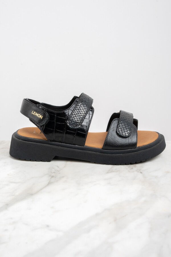 Sandalia Cuero Combinada Negro