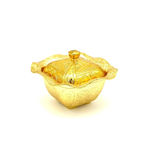Azucarero cuadrado de metal Dorado