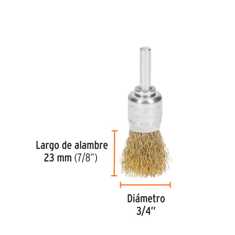 CEPILLO BROCHA 19MM ACERO 0.3MM-BLISTER- TRUPER COM-3/4 N/a