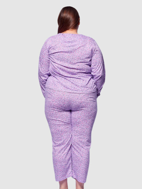 Pijama manga larga algodón India Lila