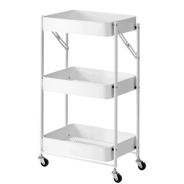 Carro Organizador 3 Estantes Con Ruedas Multiuso Plegable Color Variante Blanco