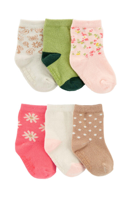 Pack seis pares de medias de algodón, antideslizantes Sin color