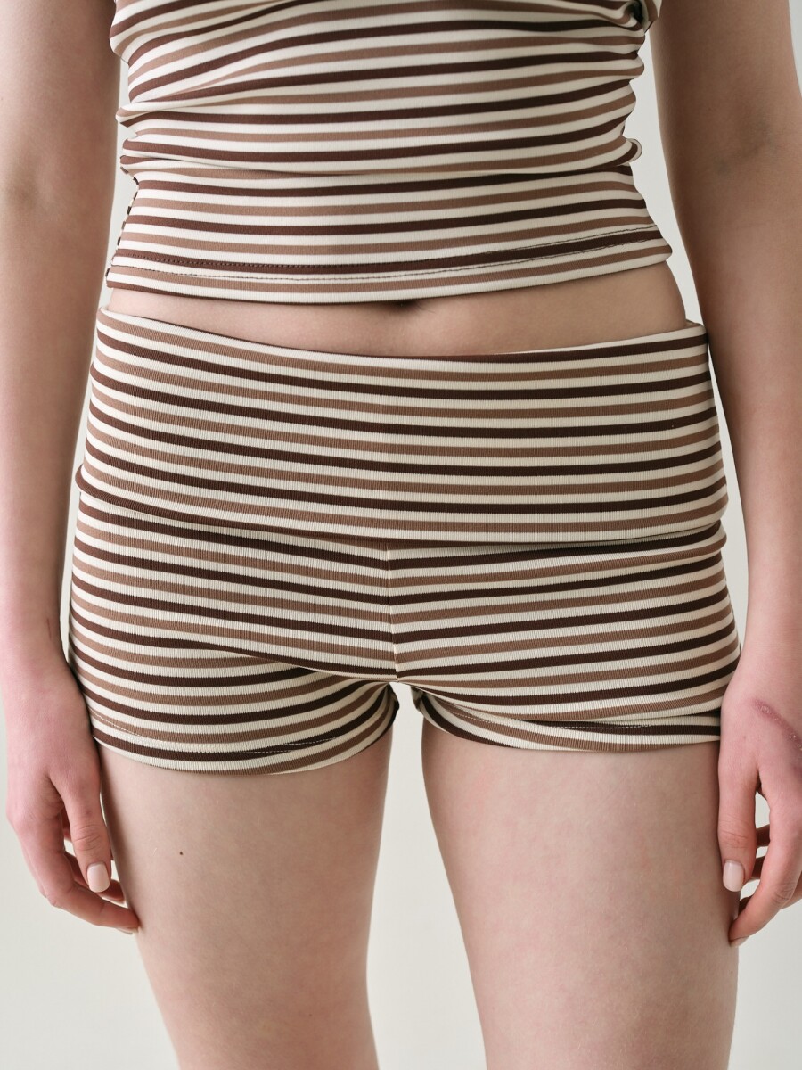 Short Algodón Rayado - Marron 