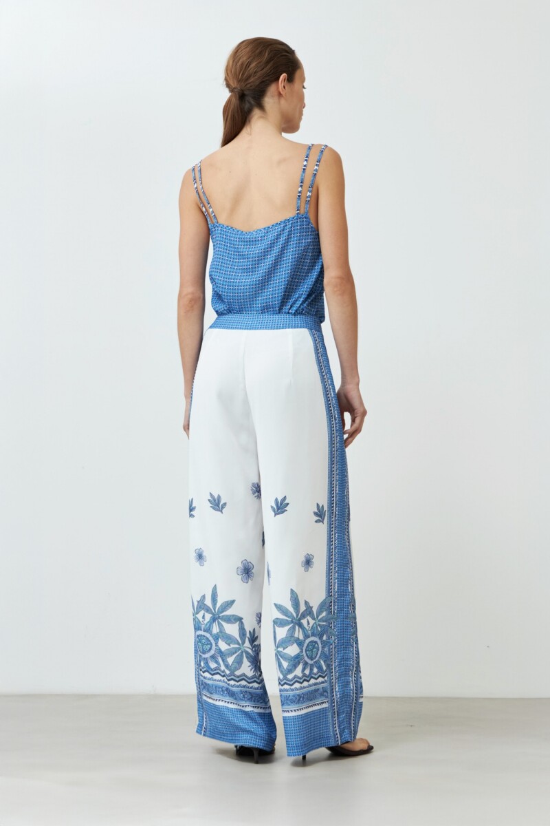 Pantalón estampado con guarda azul