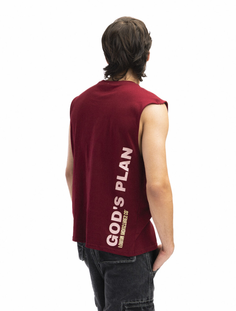 Musculosa Estampada Oversize Bordo/ Fantasía 1