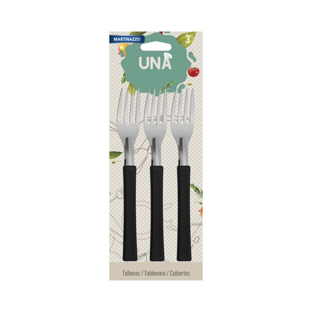 UNA Set 3 Tenedores M.Plastico Negro 83310/5 UNA Set 3 Tenedores M.Plastico Negro 83310/5
