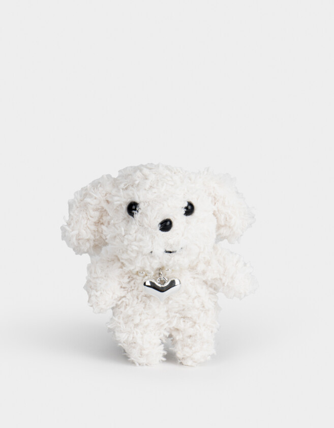 Llavero Peluche Llavero Y Charm De Peluche De Perrito - Blanco Crema