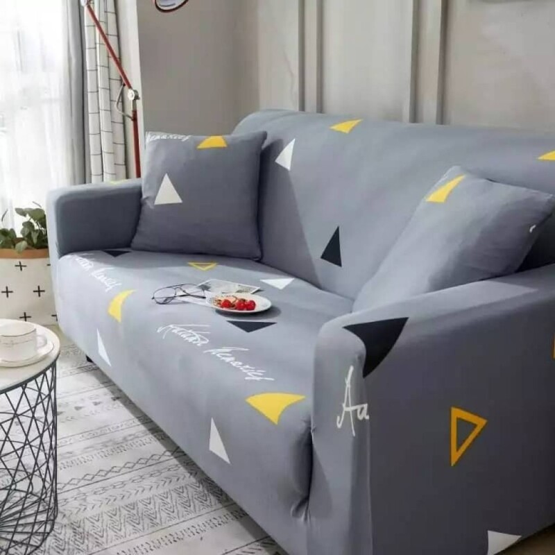 Funda sillón 4 cuerpos estampada Triángulos Grises