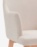 Silla Croft de chenilla y patas de madera maciza de fresno beige