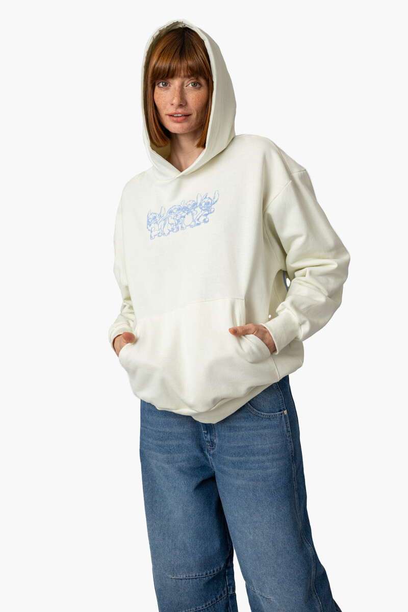 CANGURO HOODIE BLUE STITCH - BEIGE 