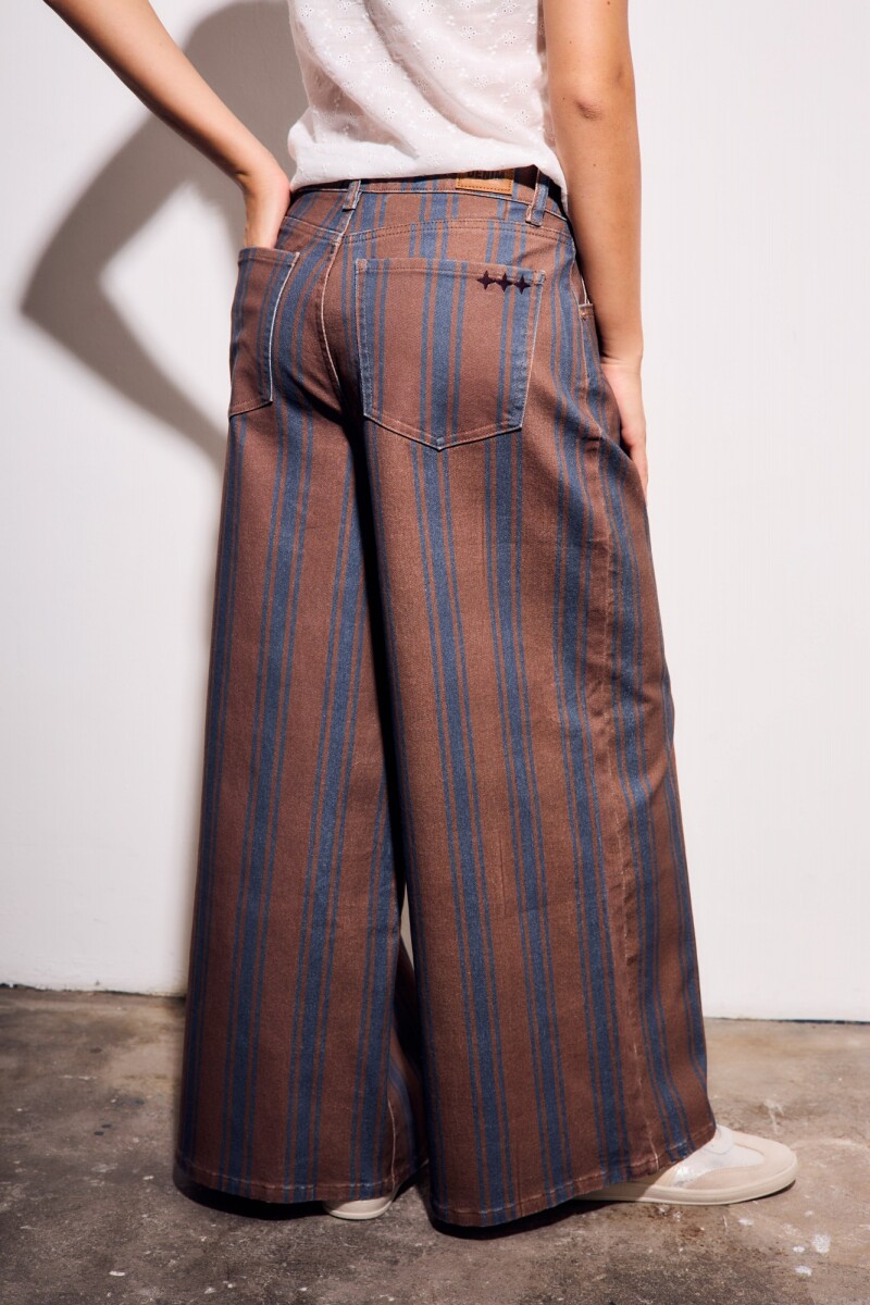 Jean Rayado Extra Wide Leg Chocolate