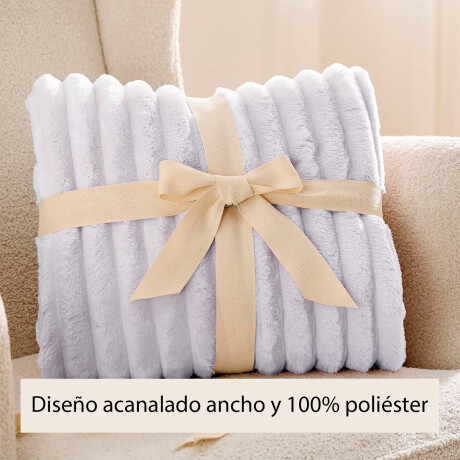 Manta Frazada Polar Plaza y Media Acanalada Suave Cama Sofá Gris Perla