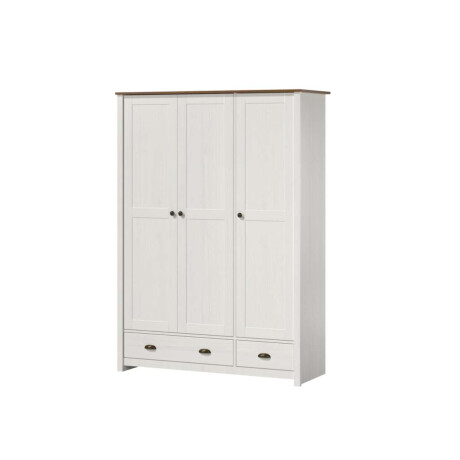 Ropero 3 puertas 2 cajones Madera maciza Linea Colonial Blanco