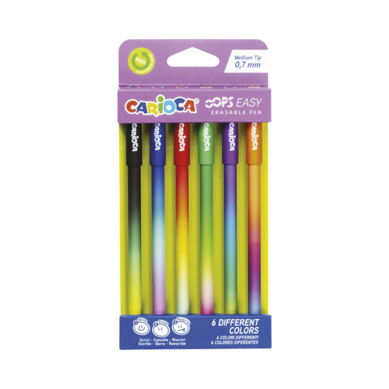 Bolígrafo borrable Carioca Oops Easy x6 Bolígrafo borrable Carioca Oops Easy x6