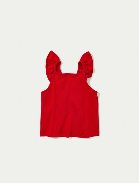 BLUSA INFANTIL MANGA CORTA CON VOLADOS ROJO
