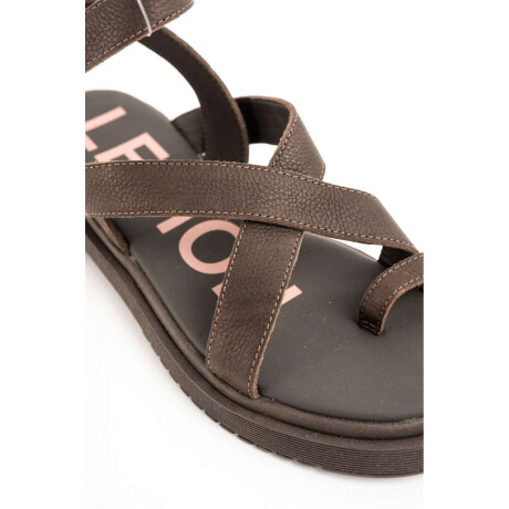 Sandalias Tiras Cruzadas Cuero Chocolate