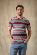 Remera Combinada. Rayas Color Vino.