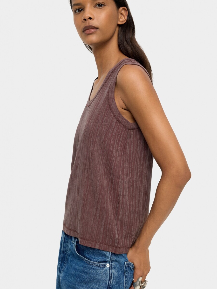 Top Fluido De Rayas marron