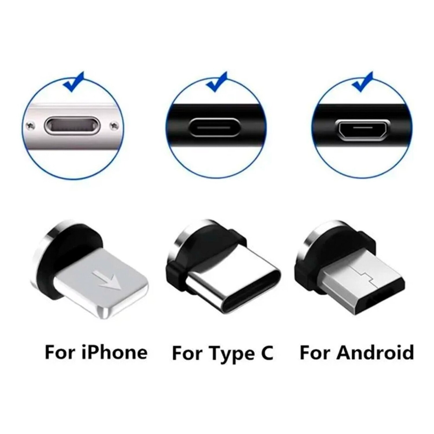 Cable Magnetico Cargador iPhone Tipo C Micro Usb 3 Puntas - Color Variante  Rojo — Atrix