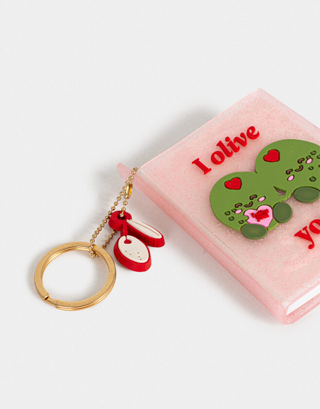 Llavero Libreta Llavero Y Charm De Libreta "i Olive You" - Rosa Claro