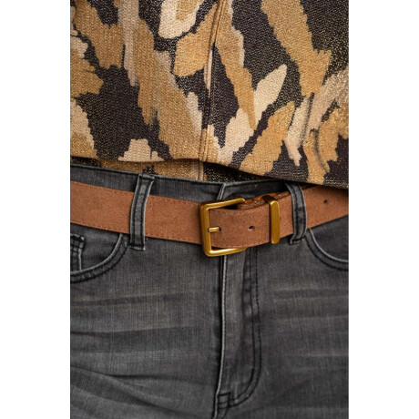 Cinto Cuero Hebilla Cuadrada Marron