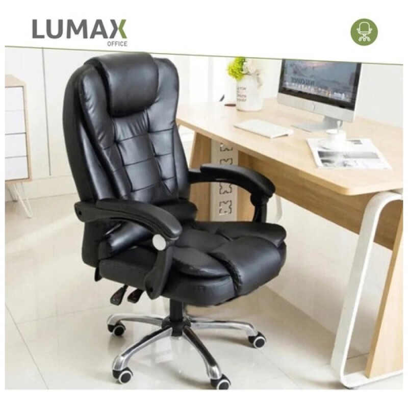 Silla Ejecutiva Lumax Miles En Cuero Con Inclinación Ergonómica Y Ajuste De Bloqueo Negro