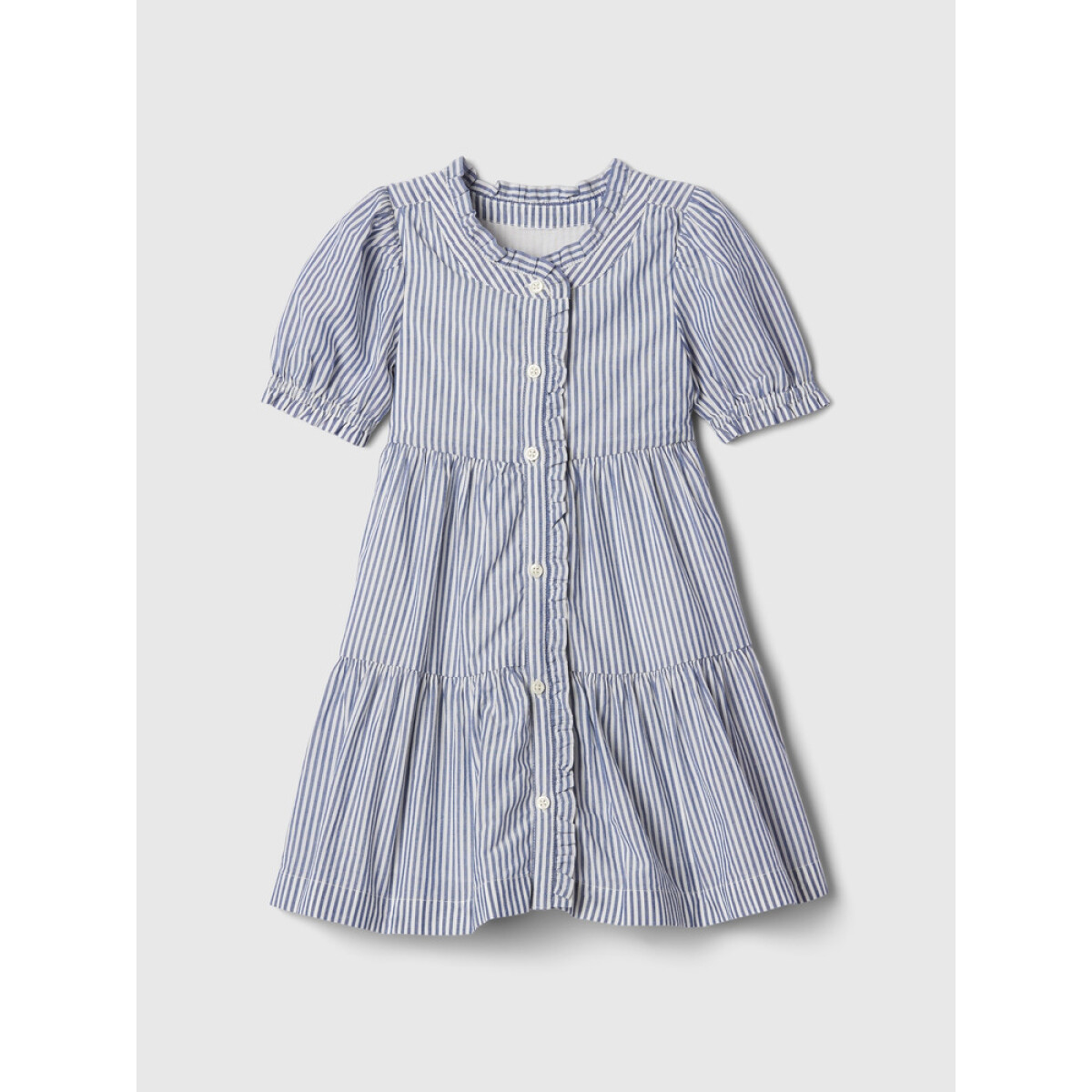 SS BTTN DWN RUFFLE DRESS - BLUE STRIPE 