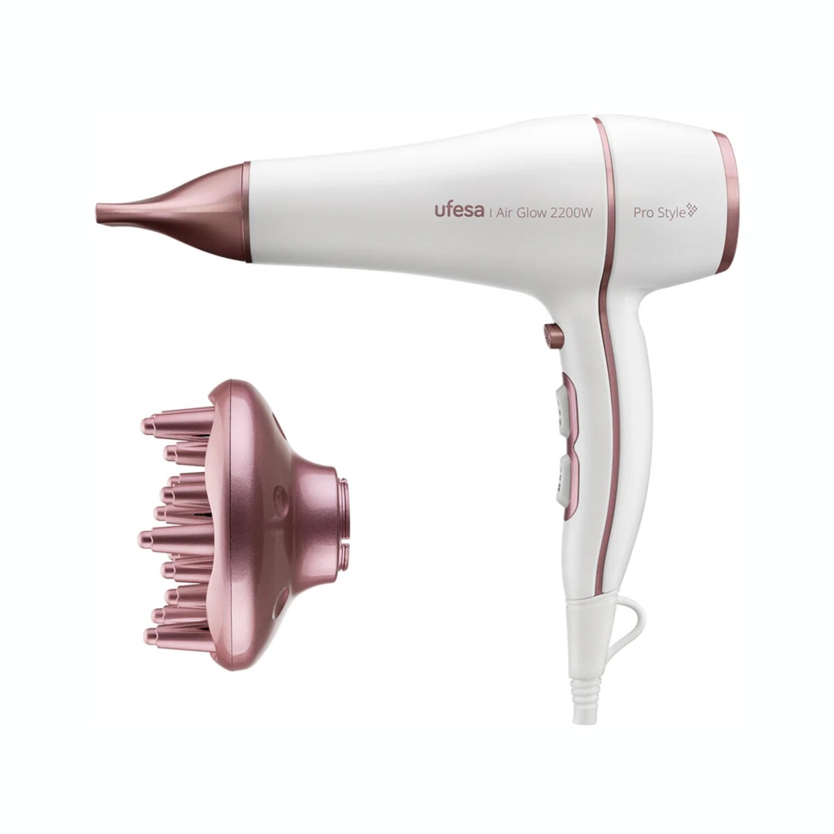 Secador De Pelo UFESA Air Glow 2200W 3 Velocidades Con Difusor 