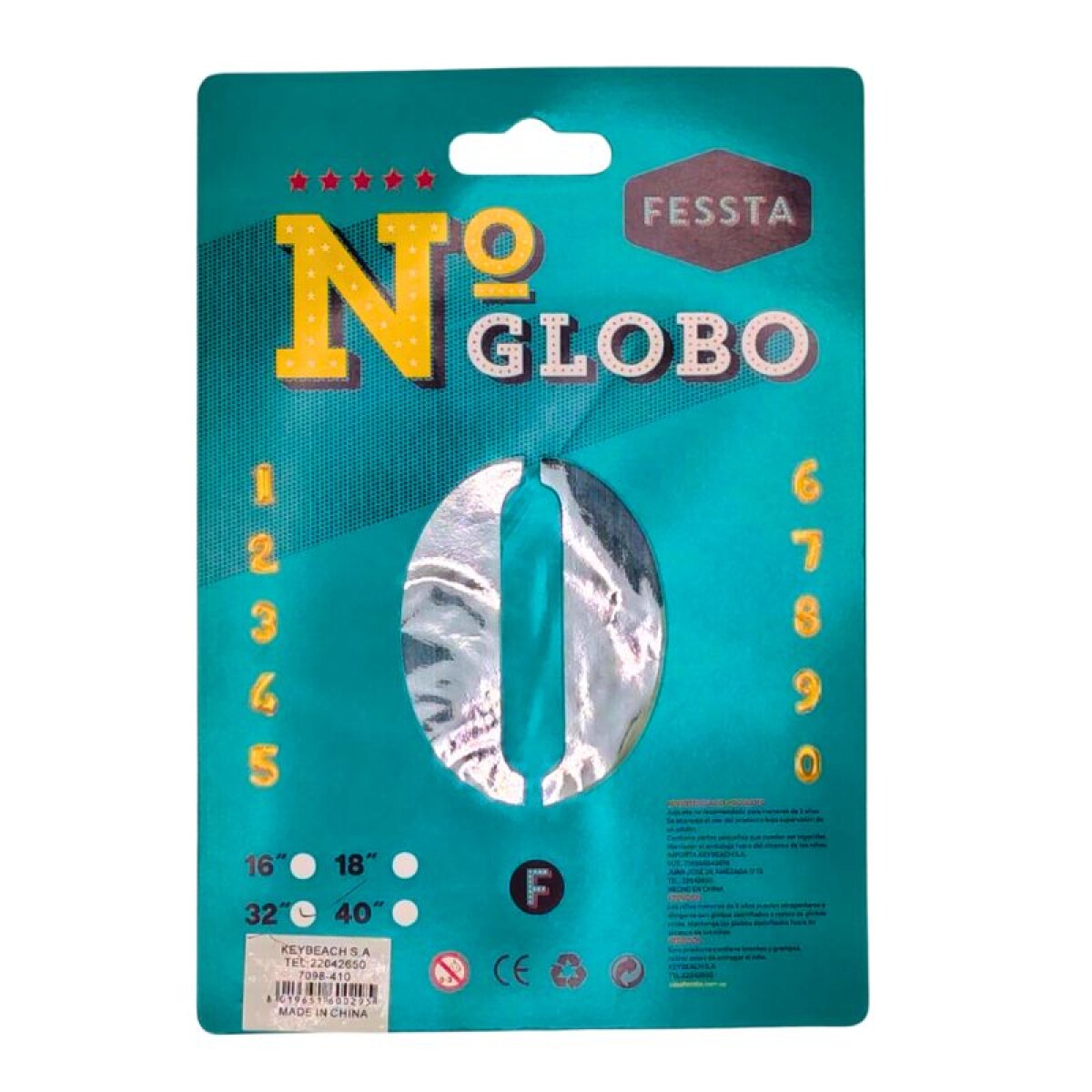 Globo Número Fessta 32" Plateado - Cero 